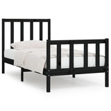 Bed Frame without Mattress Black 75x190 cm Small Single Solid Wood 3105189
