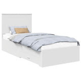 Bed Frame with Headboard White 100 x 200 cm Engineered Wood 3409685