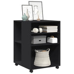 ZNTS Side Table with Wheels Black 55x60x78 cm Engineered Wood 853156