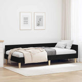 Corner Bed Frame with Headboard Black 90 x 190 cm Fabric 42016111