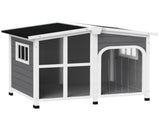 Wooden Dog Kennel with Removable Floor, Asphalt and Openable Roof, Giant Window for Large Dogs, T3398P376389