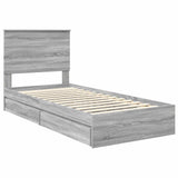 Storage Bed with Drawer Grey Sonoma 90 x 200 cm Engineered Wood 3409599