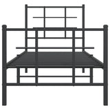 Metal Bed Frame without Mattress with Footboard Black 75x190cm 355569