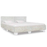 Bed Frame without Mattress Grey Natural Rattan 180x200 cm Super King 283093
