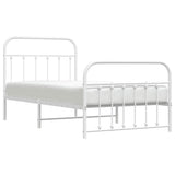 Bed Frame White Powder-Coated Steel Single Bed Frame 352639