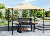 8' x 5' Grill Gazebo, Double Tiered BBQ Gazebo Shelter Canopy with LED Lights, 2 Side Shelves, T3398P320142