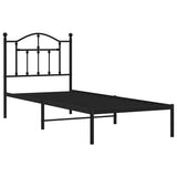 Metal Bed Frame without Mattress with Headboard Black 80x200cm 353430