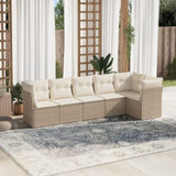 ZNTS 6 Piece Garden Sofa Set with Cushions Beige Poly Rattan 3217658