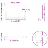 Coffee Table Legs V-Shape 2 pcs Natural Steel 70x cm Steel 4012639