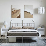 Metal Bed Frame without Mattress with Headboard White 135x190cm 353683
