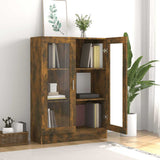 Vitrine Cabinet Smoked Oak 82.5x30.5x115 cm Engineered Wood 815618