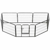 Dog Playpen 8 Panels Steel 80x60 cm Black 170572