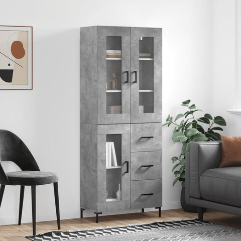 Highboard Concrete Grey 69.5x34x180 cm Engineered Wood 3198597