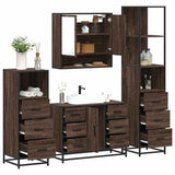 ZNTS 4 Piece Bathroom Furniture Set Brown Oak Engineered Wood 3301294