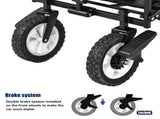 Garden Cart with Romovable Canopy, Foldable Trolley Wagon 4 Wheels Front Cup Holder Cooler Bag Push MG193381BAA
