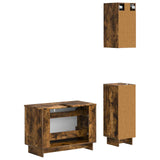 3 Piece Bathroom Cabinet Set EDE Smoked Oak Engineered Wood 3417743