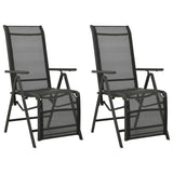 Reclining Garden Chairs 2pcs Textilene and Aluminium Black 312195