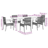 7 Piece Garden Dining Set with Cushions Grey Poly Rattan 3213622