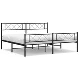 Metal Bed Frame without Mattress with Footboard Black 193x203cm 372301