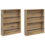 Magazine Rack 2 pcs Artisan Oak 60 x 12 x 70 cm Engineered Wood 890839