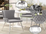 Velvet dining chair, set of 2, luxurious living room/bedroom lounge chair with four silver-colored N606P389327G