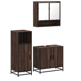 ZNTS 3 Piece Bathroom Furniture Set Brown Oak Engineered Wood 3300979