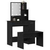 LED Dressing Table Set 2 pcs Black Oak Engineered Wood 3332508