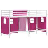 Kids'Loft Bed Frame with Curtains White and Pink 100 x 190 cm 42020826