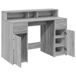 Desk with LED Lights Grey Sonoma 120x55x91 cm Engineered Wood 3309416