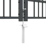 Fence Gate with Spear Top with Lock Grey 404 x 125 cm Steel 42009049