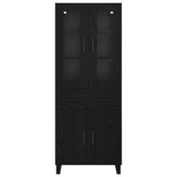 Highboard with Drawer 2 pcs Black Oak Engineered Wood and Glass 3416089