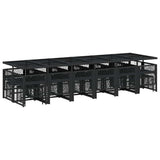 17 Piece Garden Dining Set with Cushions Black Poly Rattan 3210822