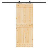 Sliding Door with Hardware Set 80x210 cm Solid Wood Pine 3332671