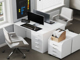 Computer Desk with Drawers, Dressing Table, High Gloss Home Office Writing Workstation, White T3398P343290