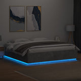 Bed Frame with LED without Mattress Concrete Grey 200x200 cm 3209586