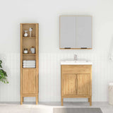 Bathroom Furniture Set FLORO 2 pcs Wax Brown Solid Pine Wood 3385881