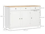 Sideboard with Rubber Wood Top, Modern Storage Cabinet, Kitchen Cupboard with Doors, Drawers and T3398P330527