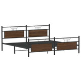 Metal Bed Frame without Mattress Brown Oak 193x201 cm 3325105