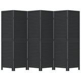 Room Divider 6 Panels Black Solid Wood Paulownia 358857