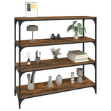 Book Cabinet Smoked Oak 100x33x100 cm Engineered Wood and Steel 819359