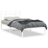Metal Bed Frame without Mattress with Headboard White 100x200cm 355605