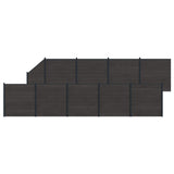 Fence Set 10 pcs 1657 x 186 cm WPC and Aluminium Black 3429428