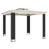 Gazebo with Double Roof Cream 2.94x2.94 m Steel 368444