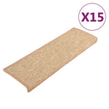 Stair Mats 15 pcs 65x21x4 cm Light Brown Rectangular Edge 326910