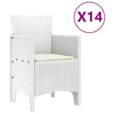 Garden Dining Set 15 pcs White Polt rattan 3378646
