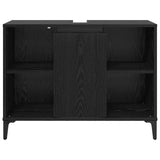 Sink cabinet Black Oak 80 x 33 x 60 cm Engineered Wood and Iron 881275