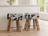 Bar Stool 2 pcs Black and White 44 x 33 x 74 cm Real Leather 42042127
