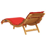Sun Lounger with Cushion Red Solid Wood Acacia 367637