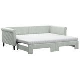 Daybed with Trundle and Mattresses Light Grey 90x190 cm Velvet 3197863