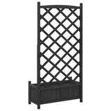 Planter with Trellis Black Solid Wood Fir 365490